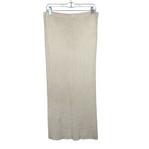 Olive + Oak Ribbed Knit Maxi Skirt Oatmeal Beige Stretchy Long Fall Women's XL